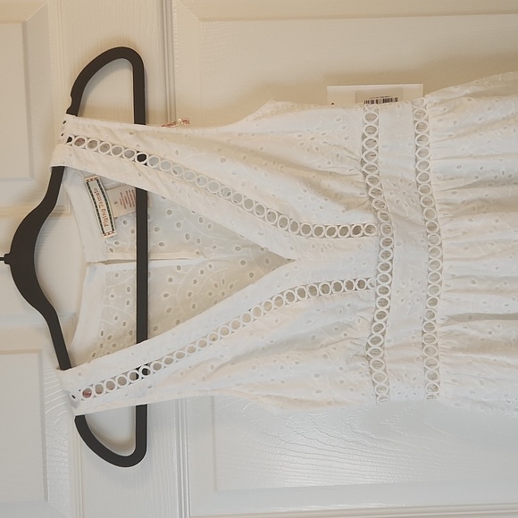 NWT Flying Tomatoe White Sleeveless Eyelet Midi Length Dress Size S - Picture 2 of 12